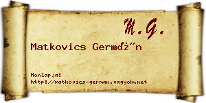 Matkovics Germán névjegykártya